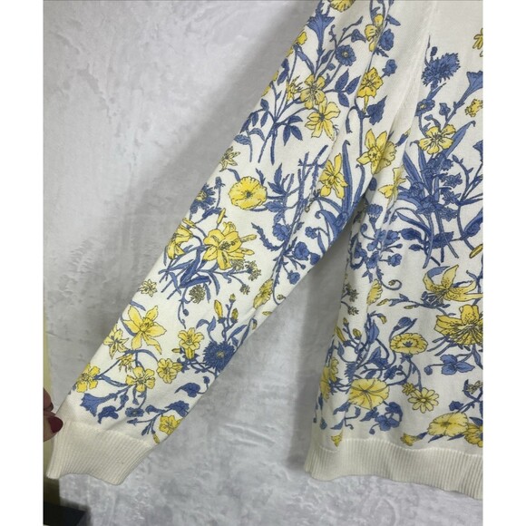 Talbots Plus Cardigan Sweater Ivory w/Blue White Floral Size X - Picture 3 of 6